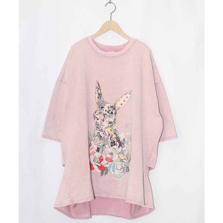 ピンク | パッチワークウサギ柄ヴィンテージ風プルオーバー | ScoLar