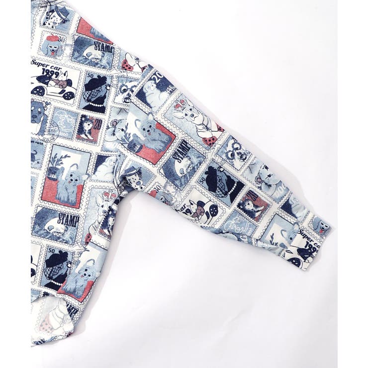 わんorにゃんスタンプ柄 ワッシャーシャツ | ScoLar | 詳細画像11 