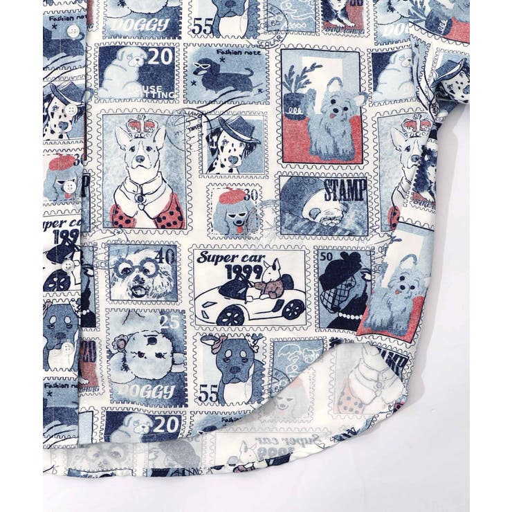 わんorにゃんスタンプ柄 ワッシャーシャツ | ScoLar | 詳細画像13 