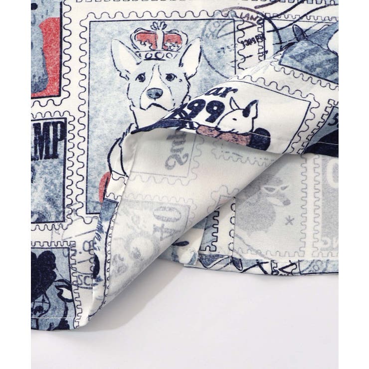 わんorにゃんスタンプ柄 ワッシャーシャツ | ScoLar | 詳細画像14 