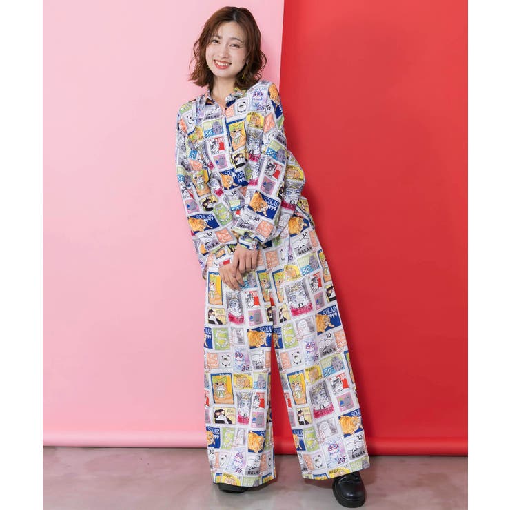 わんorにゃんスタンプ柄 バイオ加工パンツ | ScoLar | 詳細画像1 