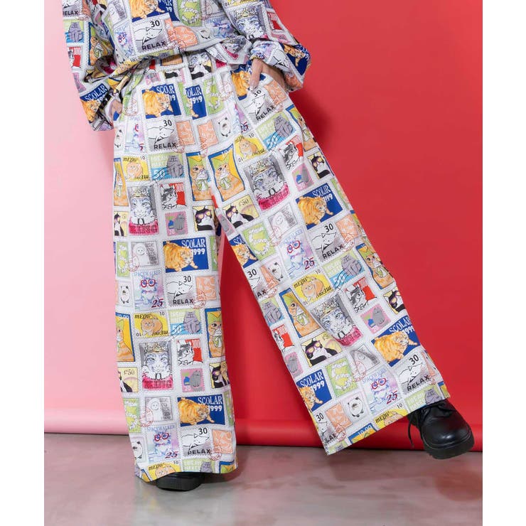 わんorにゃんスタンプ柄 バイオ加工パンツ | ScoLar | 詳細画像2 