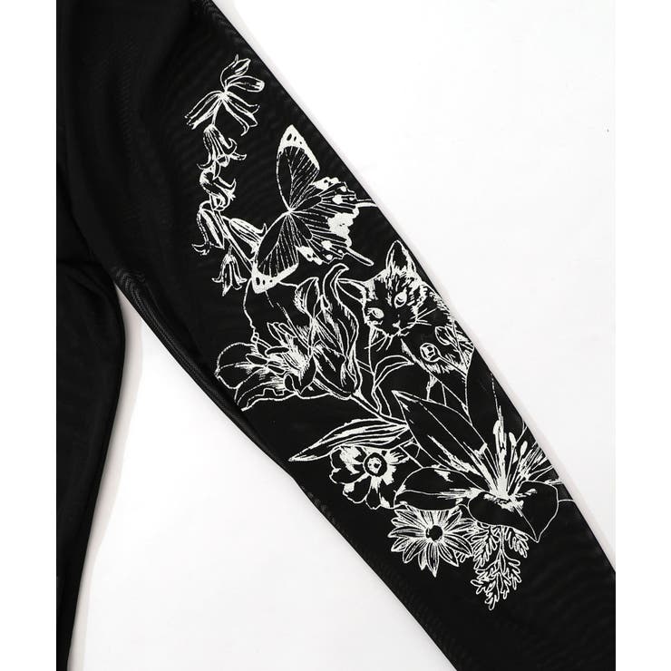 アンティーク風花蝶プリント ソフトチュールインナー | ScoLar | 詳細画像13 