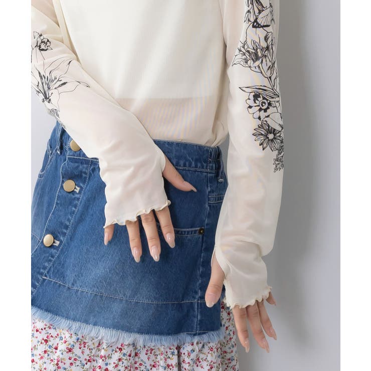 アンティーク風花蝶プリント ソフトチュールインナー | ScoLar | 詳細画像6 