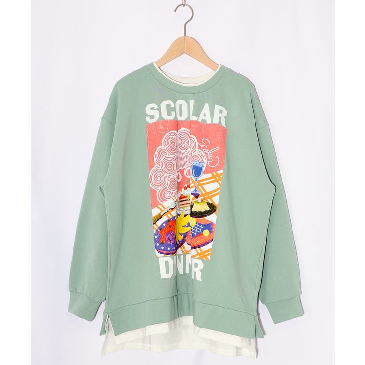 スカラーちゃんの夕食柄レイヤード風配色プルオーバー | ScoLar | 詳細画像17 