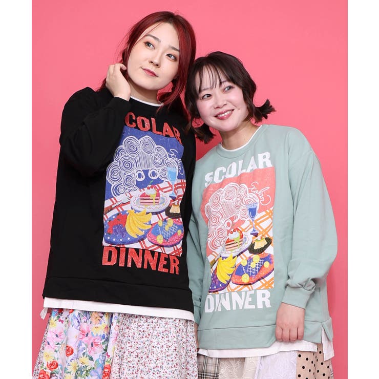 スカラーちゃんの夕食柄レイヤード風配色プルオーバー | ScoLar | 詳細画像1 