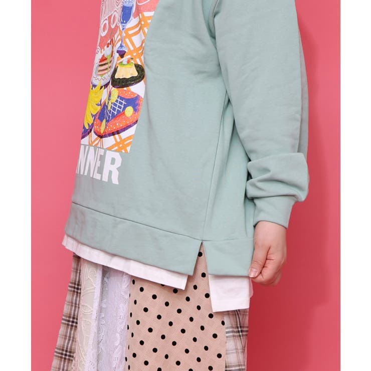 スカラーちゃんの夕食柄レイヤード風配色プルオーバー | ScoLar | 詳細画像12 