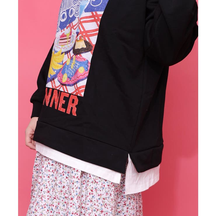 スカラーちゃんの夕食柄レイヤード風配色プルオーバー | ScoLar | 詳細画像7 