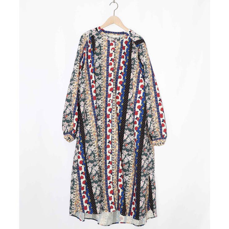 ストライプ総柄前開きシャツワンピース | ScoLar | 詳細画像14 