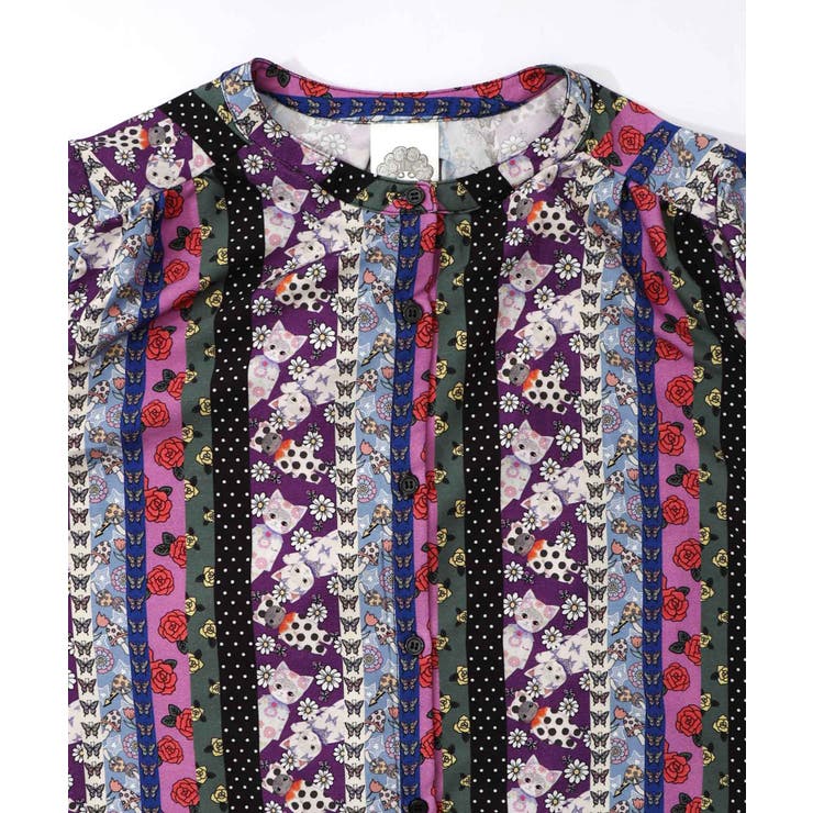 ストライプ総柄前開きシャツワンピース | ScoLar | 詳細画像18 