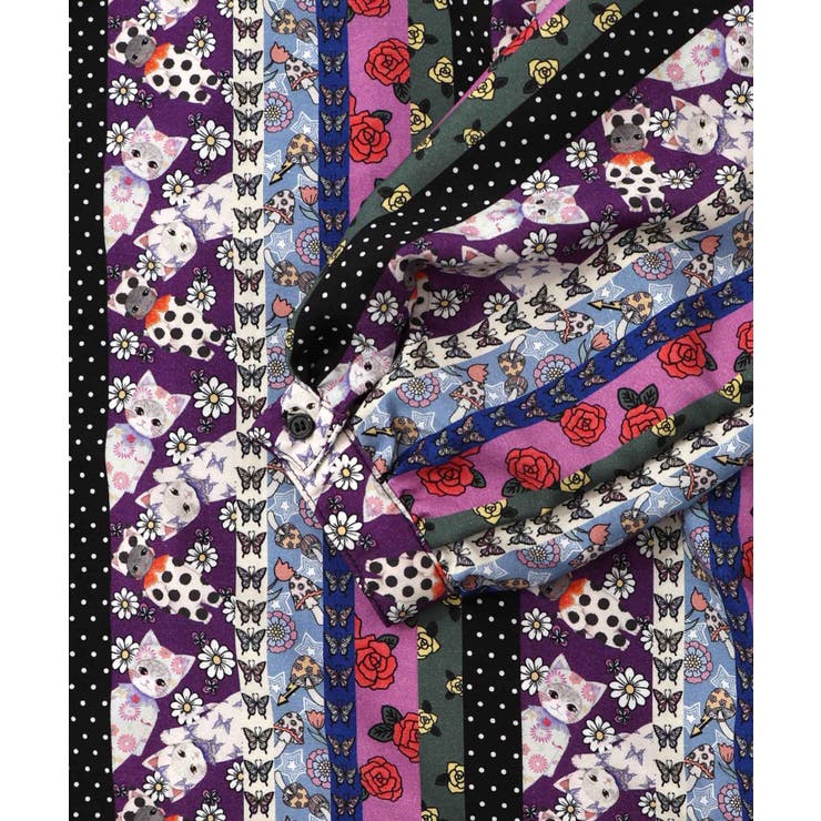 ストライプ総柄前開きシャツワンピース | ScoLar | 詳細画像20 