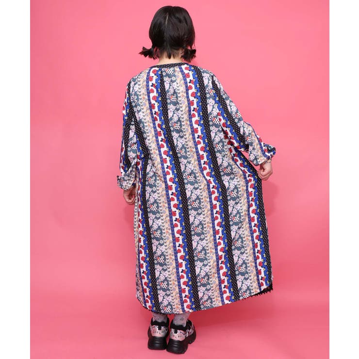 ストライプ総柄前開きシャツワンピース | ScoLar | 詳細画像11 