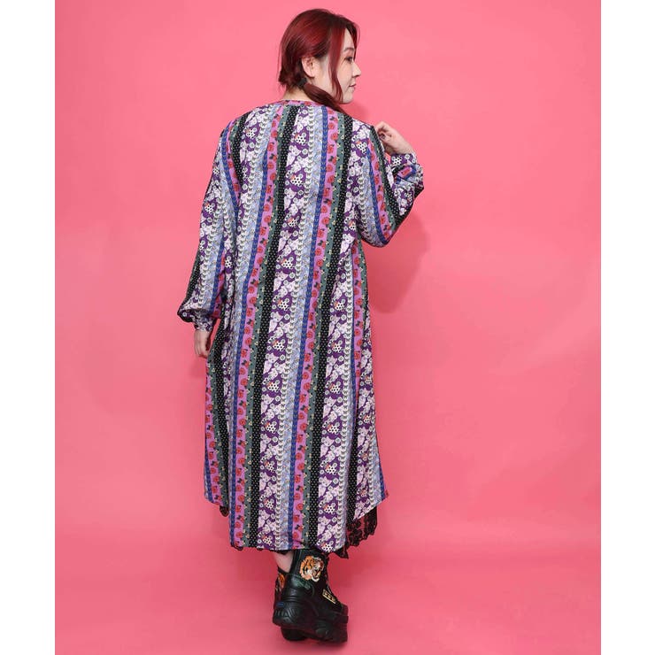 ストライプ総柄前開きシャツワンピース | ScoLar | 詳細画像5 