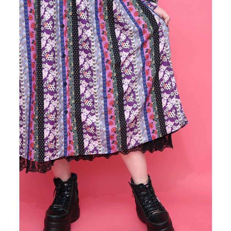 ストライプ総柄前開きシャツワンピース | ScoLar | 詳細画像7 