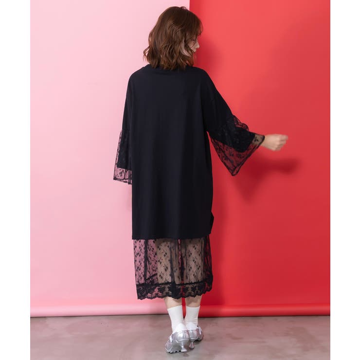 アート柄レース切替チュニック | ScoLar | 詳細画像4 