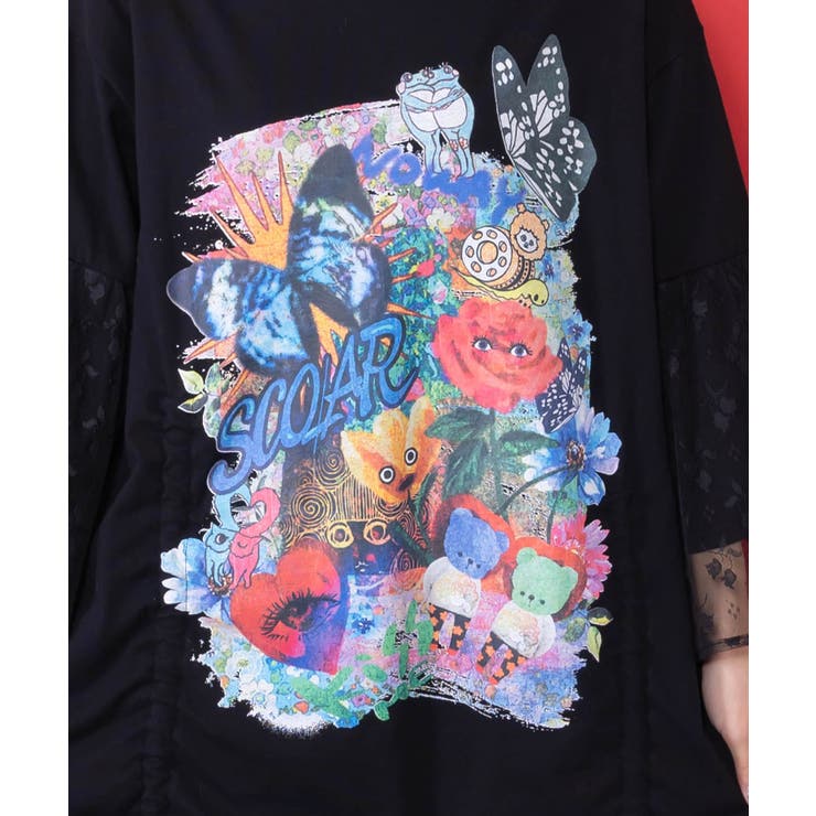 アート柄レース切替チュニック | ScoLar | 詳細画像5 