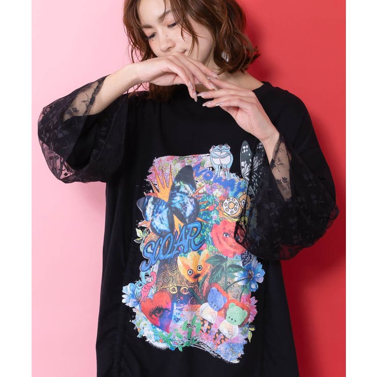 アート柄レース切替チュニック | ScoLar | 詳細画像6 