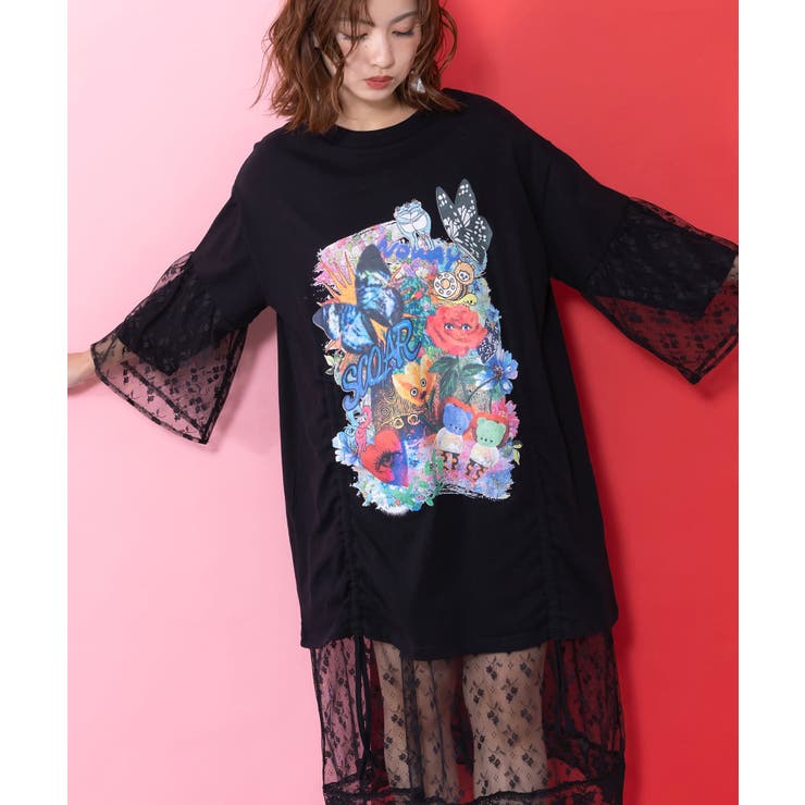 アート柄レース切替チュニック | ScoLar | 詳細画像7 