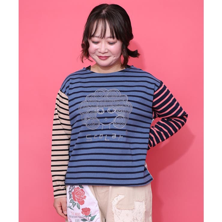 ブルー | スカラーちゃん×ミックス配色ボーダープルオーバー | ScoLar