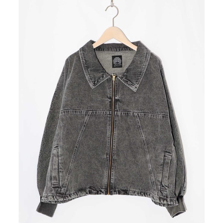 グレー | ヴィンテージ風ネコ刺繍デニムジャケット | ScoLar