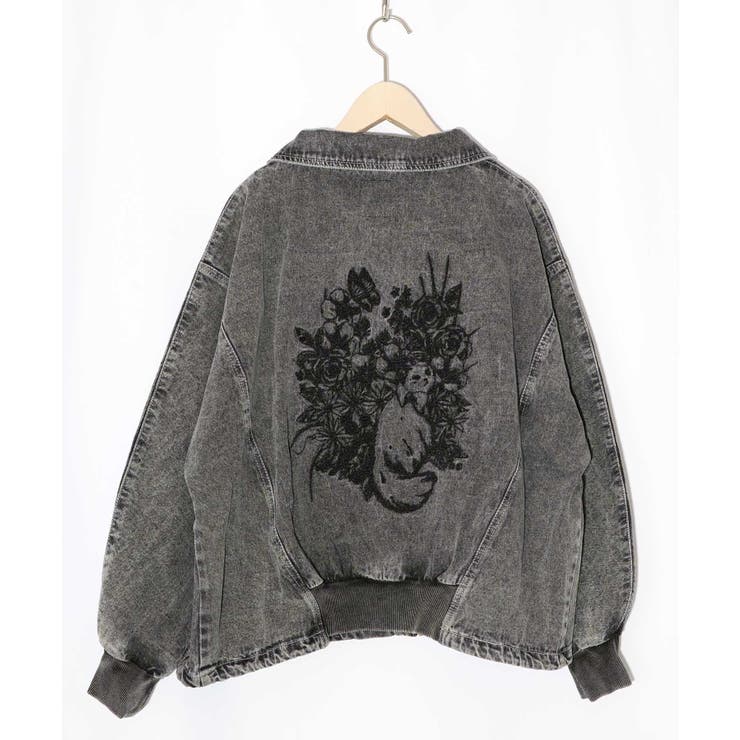 ヴィンテージ風ネコ刺繍デニムジャケット | ScoLar | 詳細画像8 