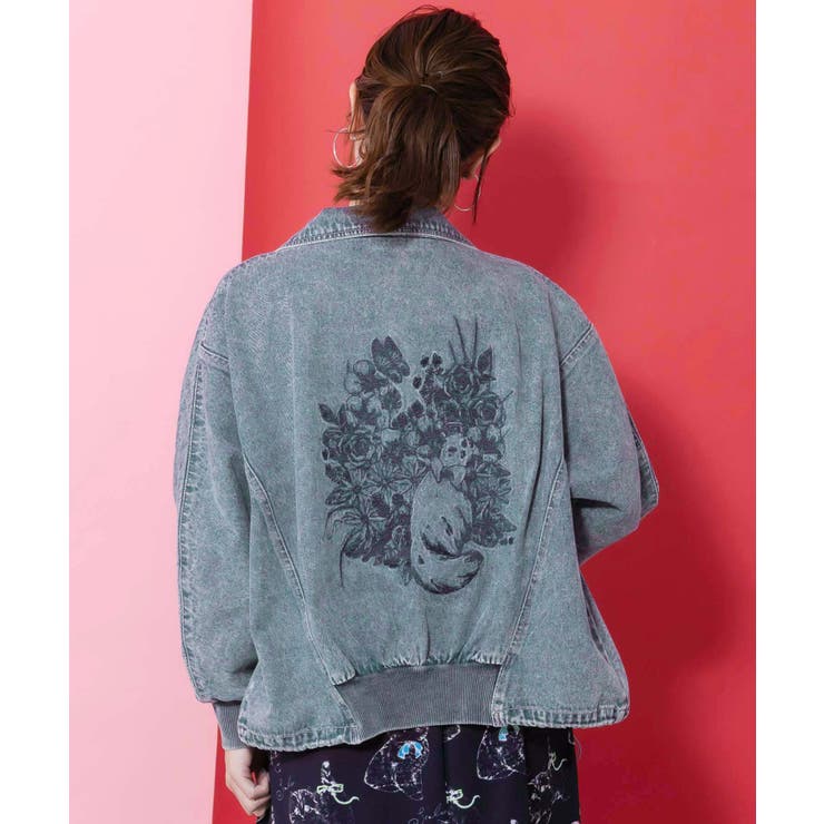 ヴィンテージ風ネコ刺繍デニムジャケット | ScoLar | 詳細画像5 