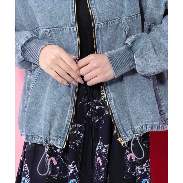 ヴィンテージ風ネコ刺繍デニムジャケット | ScoLar | 詳細画像6 