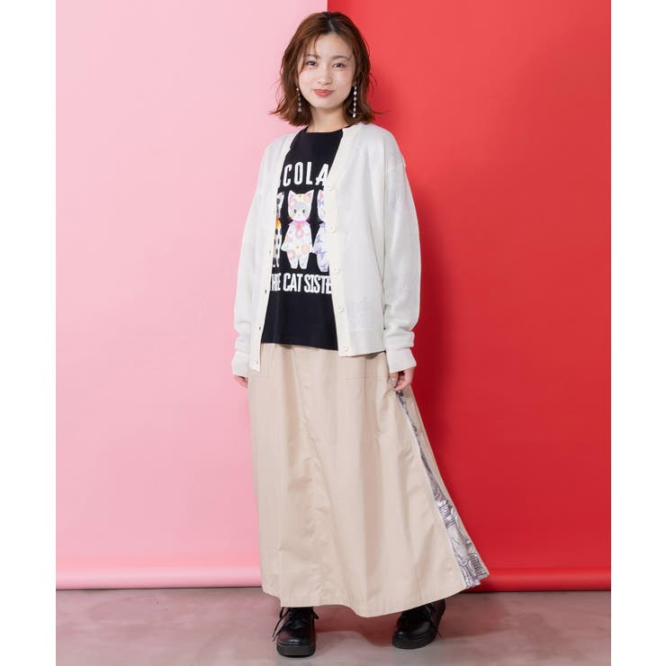 無地×動物たちの肖像柄 4wayツイルスカート | ScoLar | 詳細画像2 