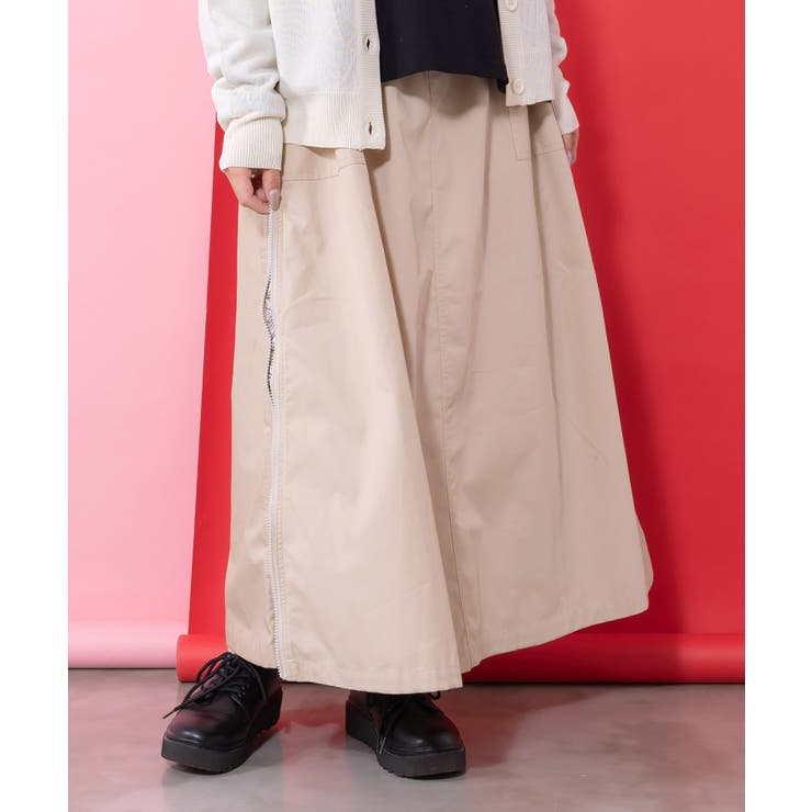 無地×動物たちの肖像柄 4wayツイルスカート | ScoLar | 詳細画像3 