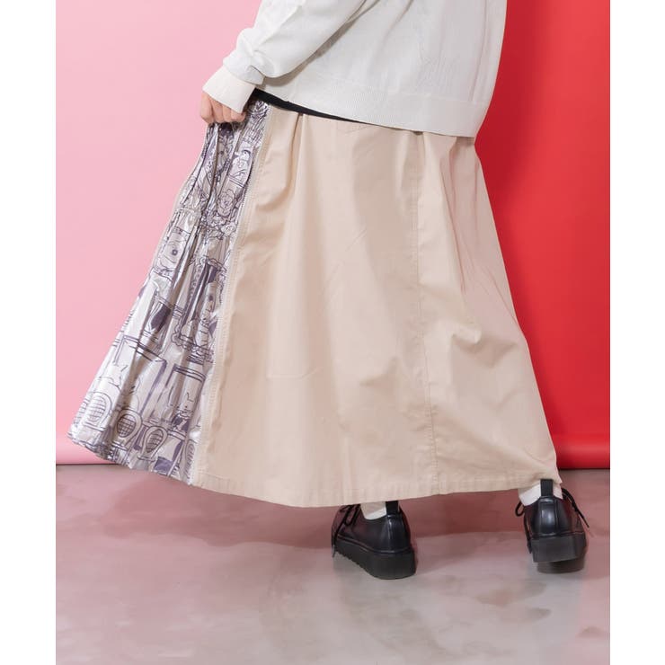 無地×動物たちの肖像柄 4wayツイルスカート | ScoLar | 詳細画像5 