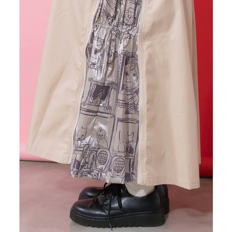 無地×動物たちの肖像柄 4wayツイルスカート | ScoLar | 詳細画像6 