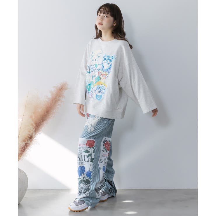 ラメ入りわんにゃん柄裏毛プルオーバー | ScoLar | 詳細画像2 