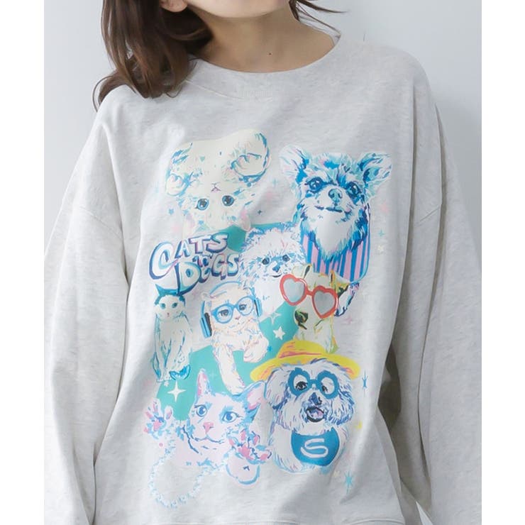 ラメ入りわんにゃん柄裏毛プルオーバー | ScoLar | 詳細画像6 