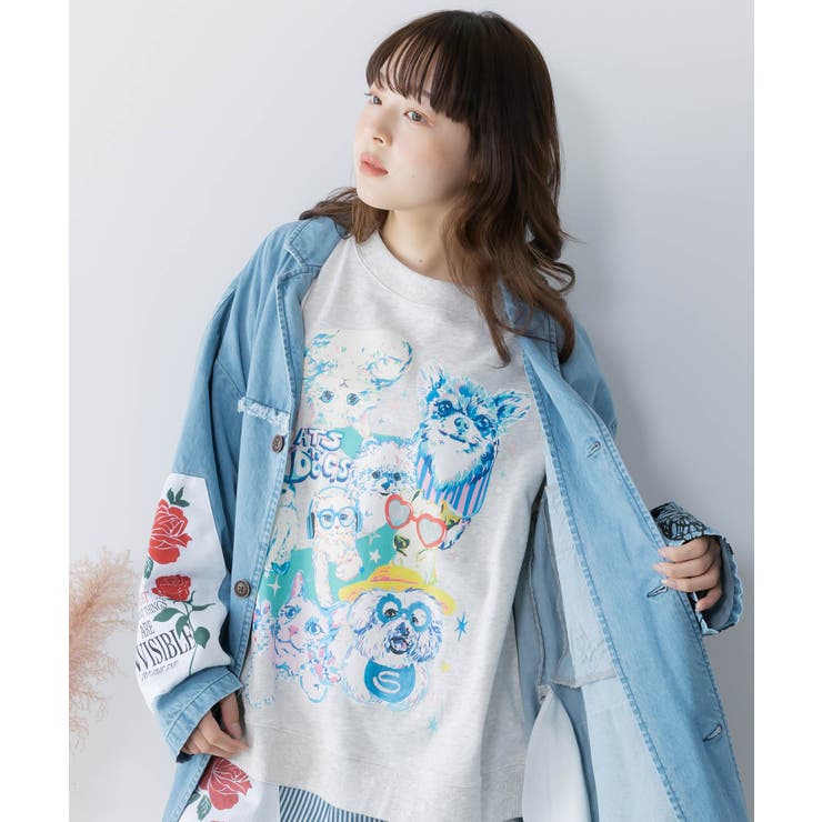 ラメ入りわんにゃん柄裏毛プルオーバー | ScoLar | 詳細画像7 