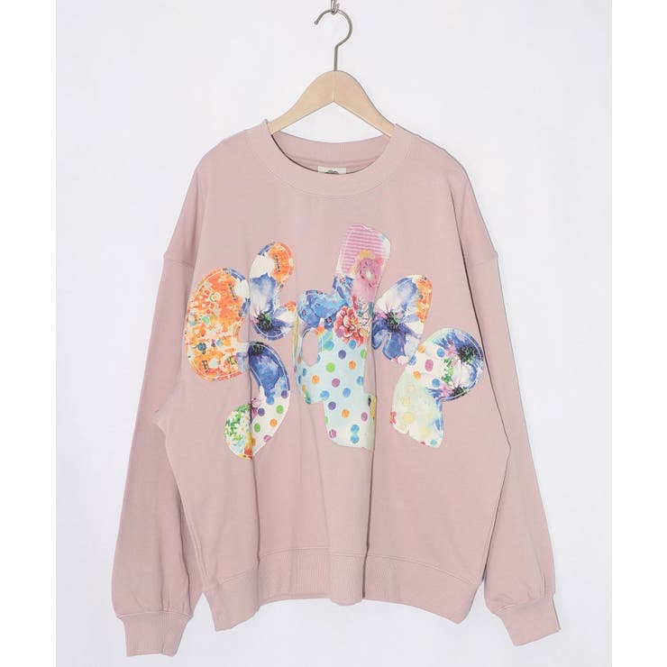 ピンク | スカラー総柄ロゴアップリケ裏毛プルオーバー | ScoLar