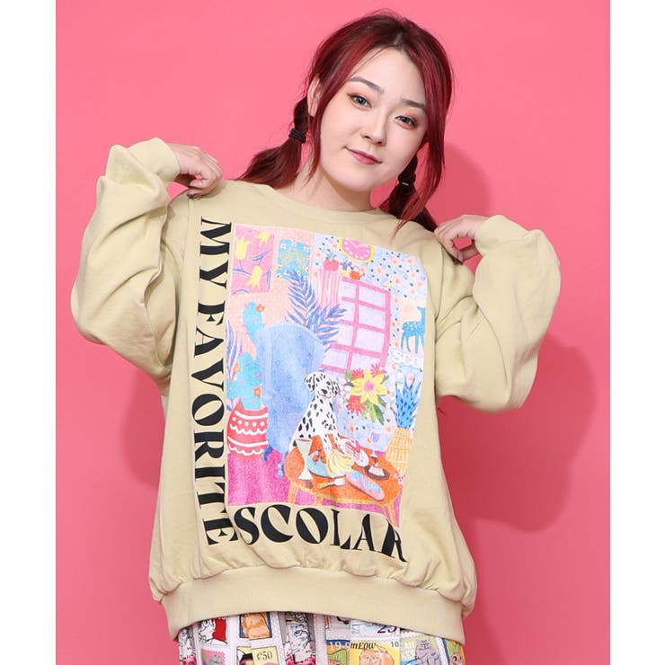 イエロー | スカラールーム柄裏毛プルオーバー | ScoLar