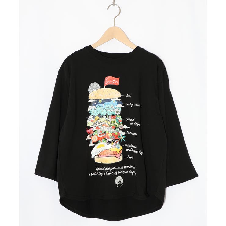 ブラック | スカラーバーガータウン柄Tシャツ | ScoLar