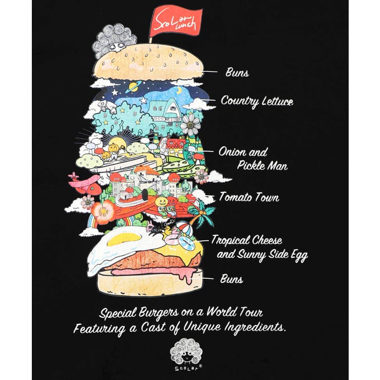 スカラーバーガータウン柄Tシャツ | ScoLar | 詳細画像9 