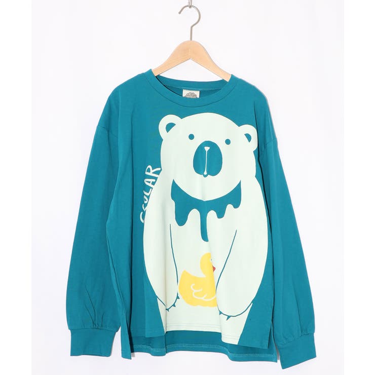 グリーン | くま吉くんとアヒル柄ロンT | ScoLar