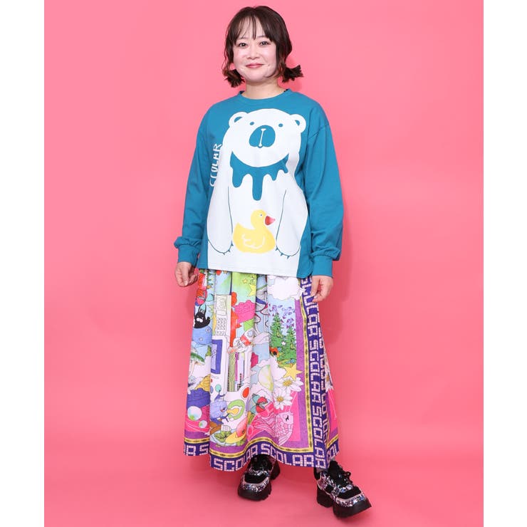くま吉くんとアヒル柄ロンT | ScoLar | 詳細画像2 