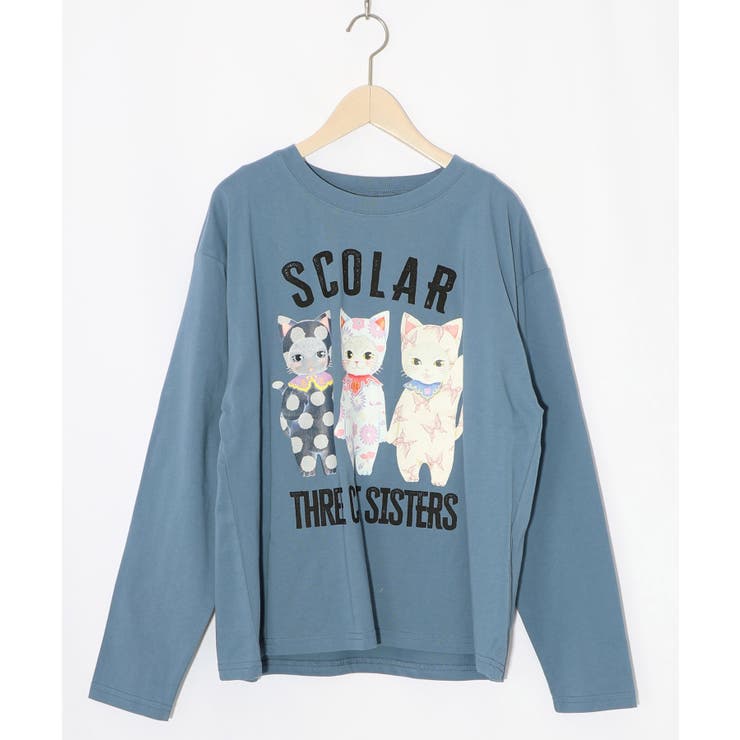 ブルー | おしゃれネコシスターズTシャツ | ScoLar