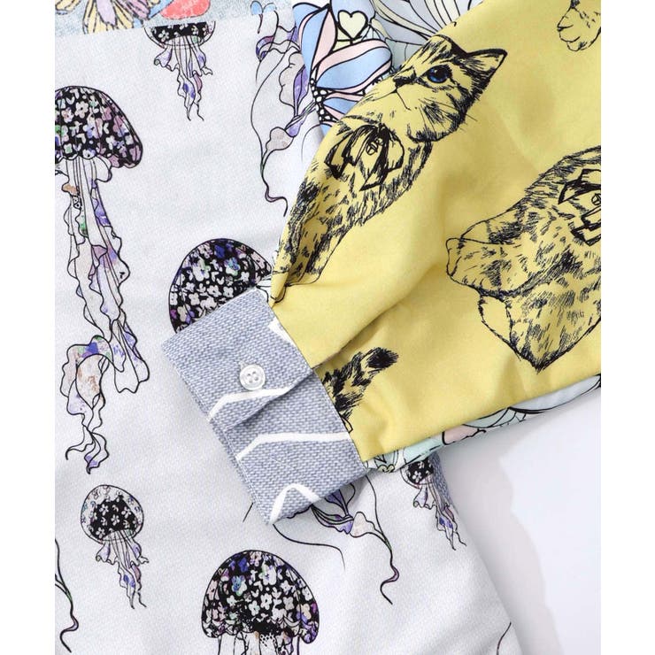 パッチワーク風総柄シャツワンピース | ScoLar | 詳細画像17 