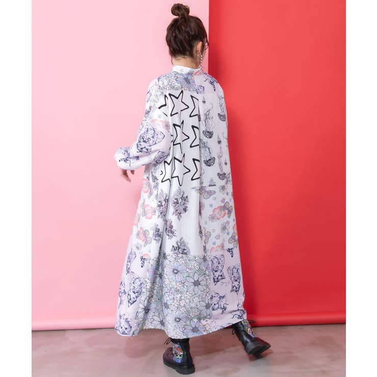 パッチワーク風総柄シャツワンピース | ScoLar | 詳細画像5 