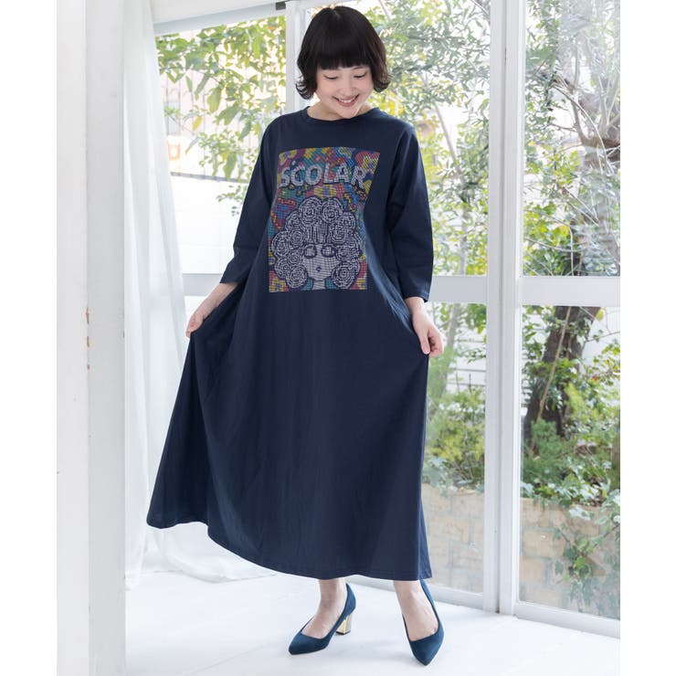ネイビー | ピクセルアートスカラーちゃんワンピース | ScoLar
