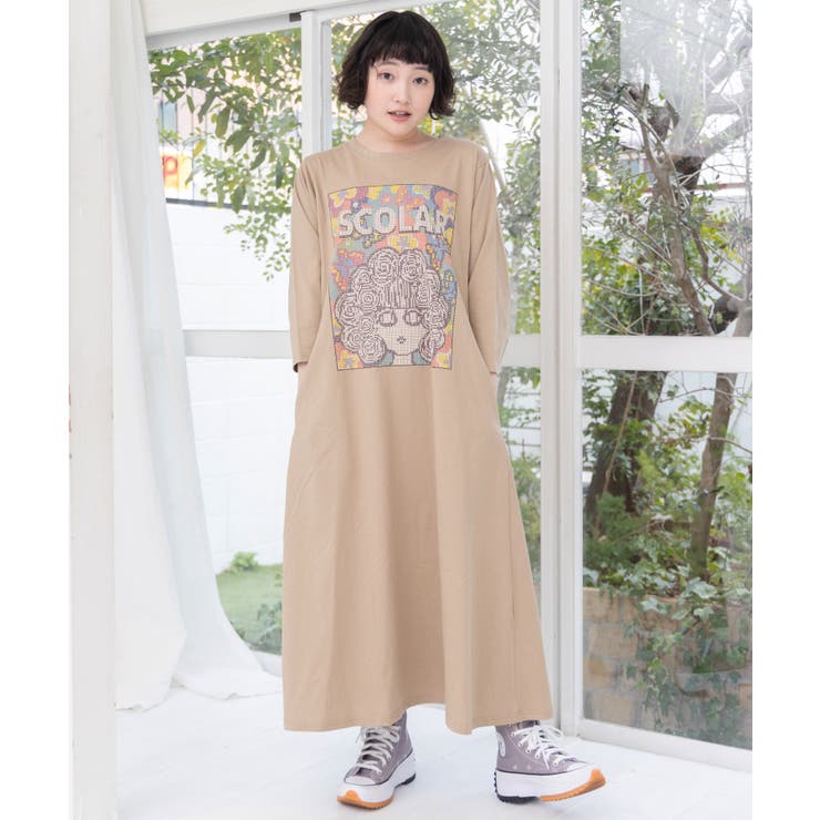 ベージュ | ピクセルアートスカラーちゃんワンピース | ScoLar