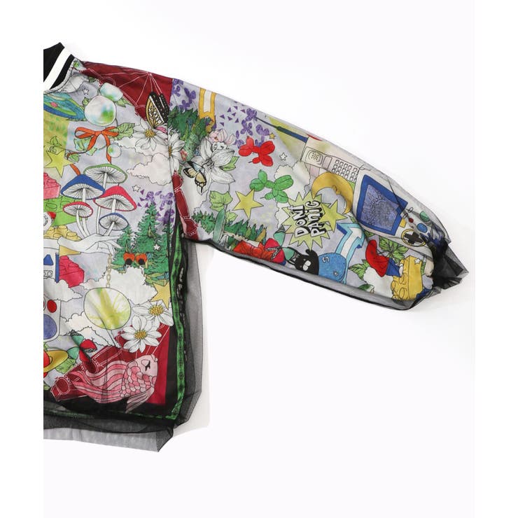 レトロスカーフ柄チュール重ねブルゾン | ScoLar | 詳細画像11 