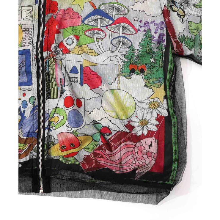 レトロスカーフ柄チュール重ねブルゾン | ScoLar | 詳細画像12 