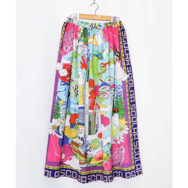 レトロスカーフ柄ワッシャー加工スカート | ScoLar | 詳細画像10 