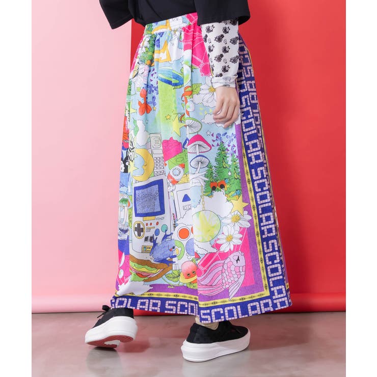 レトロスカーフ柄ワッシャー加工スカート | ScoLar | 詳細画像4 