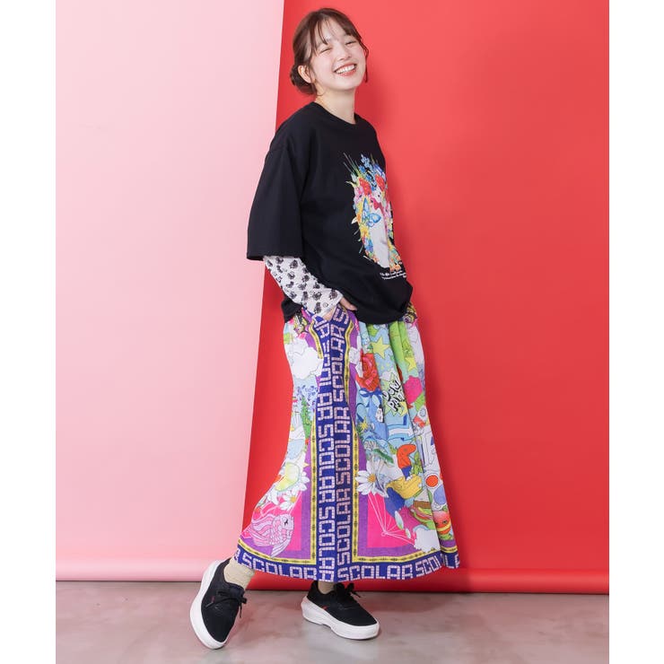 レトロスカーフ柄ワッシャー加工スカート | ScoLar | 詳細画像6 